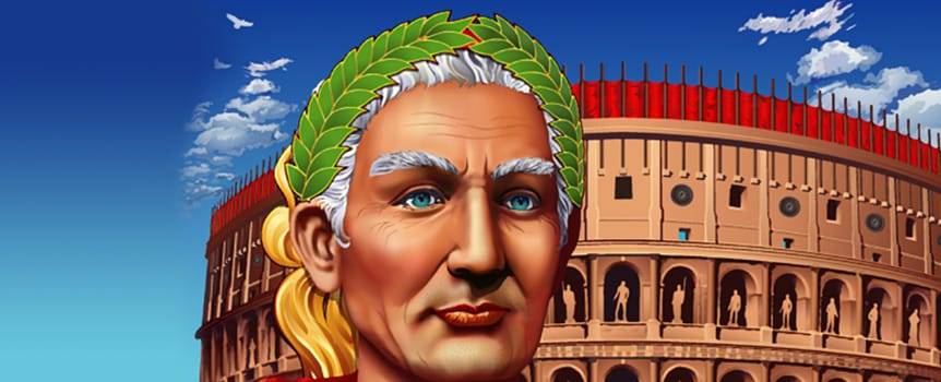 Take over the most powerful empire of the ancient world in the online Slot, Caesar's Empire. Through conquest and battle, the legions have gathered the greatest treasures of the Age of Antiquity and it's up to you to make them yours. Conquer Rome and stake your claim on the majestic riches of the world's largest empire. Should you find Caesar, you'll multiply your winnings and unlock free games.